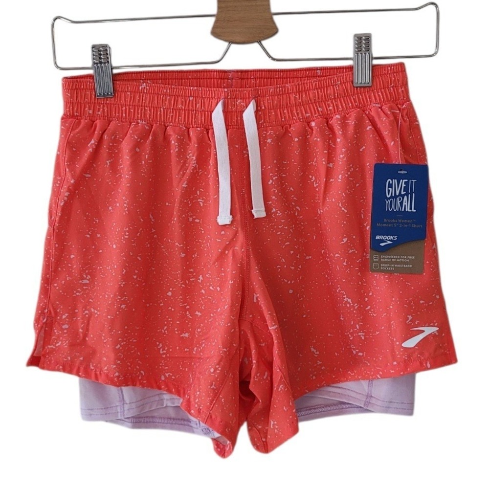 BROOKS XS Speckled Print Moment 2 in 1 Shorts Women